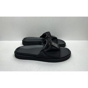 Altuzarra Silk Logo Slides Zipper Sandals Women’s Size 10.5 / 42 Shoes Black
